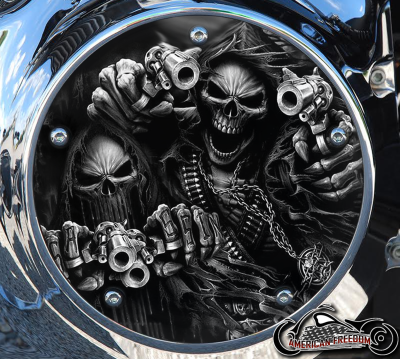 Custom Derby Cover - Gunfighter 2 B&W