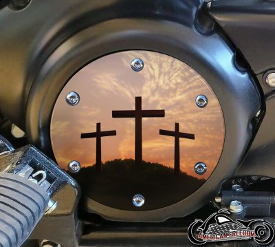 SUZUKI M109R Derby/Engine Cover - 3 Crosses Orange