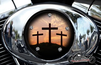 Custom Air Cleaner Cover - 3 Crosses (Sunset)