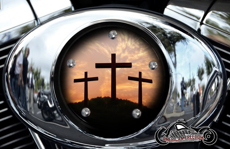 Custom Air Cleaner Cover - 3 Crosses (Sunset)