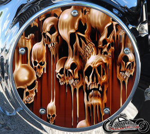 Custom Derby Cover - Melting Skulls Amber Whiskey
