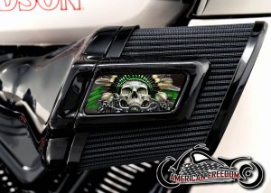 Harley 2025+ Heavy Breather Insert - Indian Skull Green