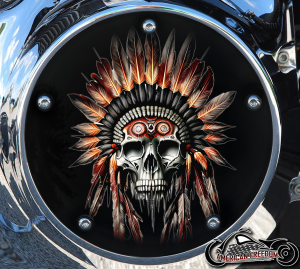 Custom Derby Cover - Indian Headdress Skull