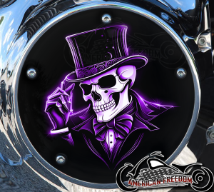 Custom Derby Cover - Top Hat Skull (Purple) Custom Derby Cover - Top Hat Skull (Purple)