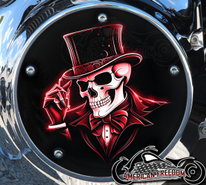 Custom Derby Cover - Top Hat Skull (Red) Custom Derby Cover - Top Hat Skull (Red)