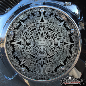 Chrome Harley Davidson Derby Cover - Aztec Calendar