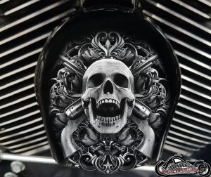 Custom Horn Cover - Skull Guns (B&W)