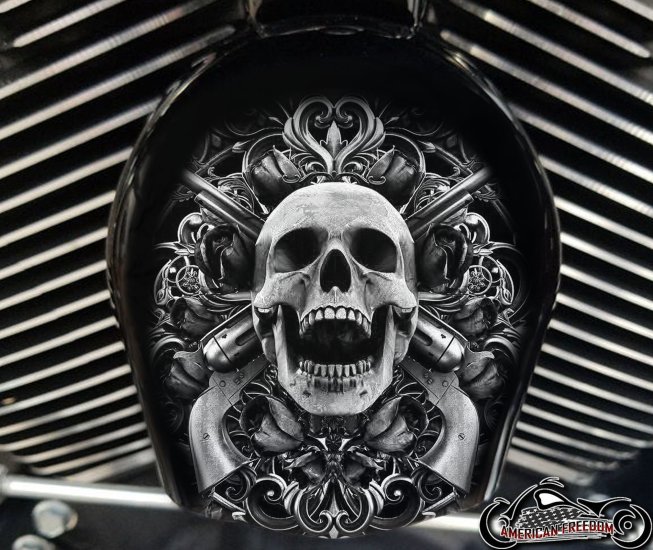 Custom Horn Cover - Skull Guns (B&W)