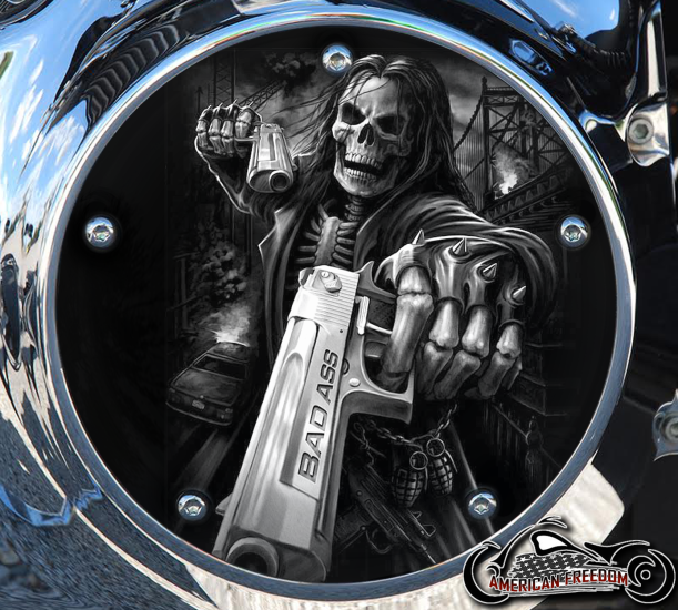 Custom Derby Cover - Bad Ass B&W