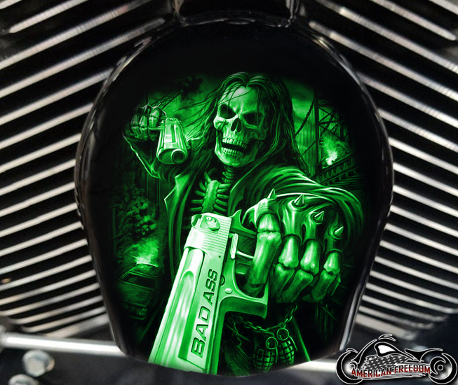 Custom Horn Cover - Bad Ass Reaper green