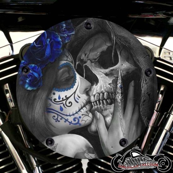 Harley Davidson High Flow Air Cleaner Cover - Death Kiss Blue
