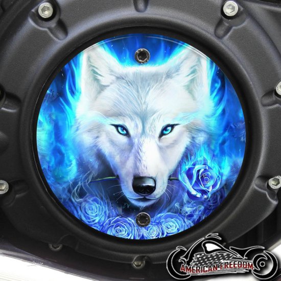 Indian Scout Derby Cover - Blue Rose Wolf