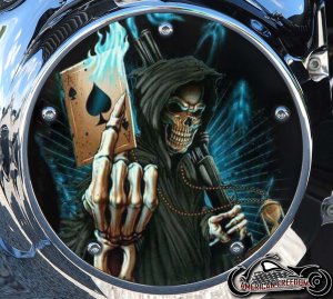 Custom Derby Cover - Reaper With Flaming Ace Card