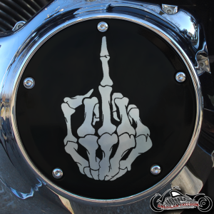 Chrome Harley Davidson Derby Cover - Boned Middle Finger