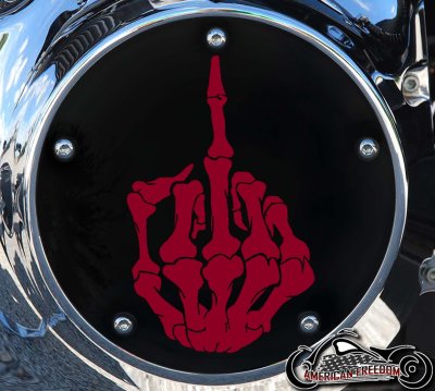 Custom Derby Cover - Bone Middle Finger Red