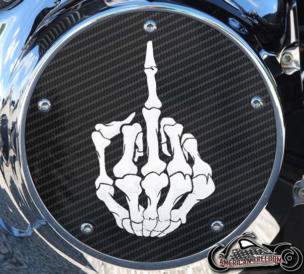 Custom Derby Cover - Bone Middle Finger CF