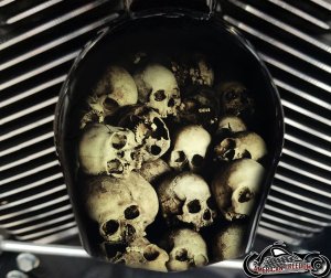 Custom Horn Cover - Skulls (Yellow)