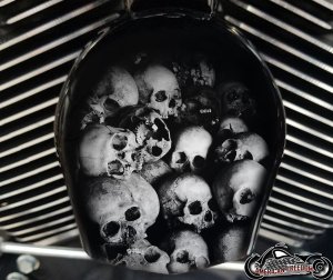 Custom Horn Cover - Skulls (B&W)