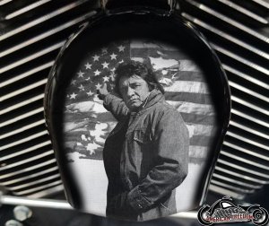 Custom Horn Cover - Johnny Cash Flag (B&W)