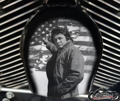 Custom Horn Cover - Johnny Cash Flag (B&W)