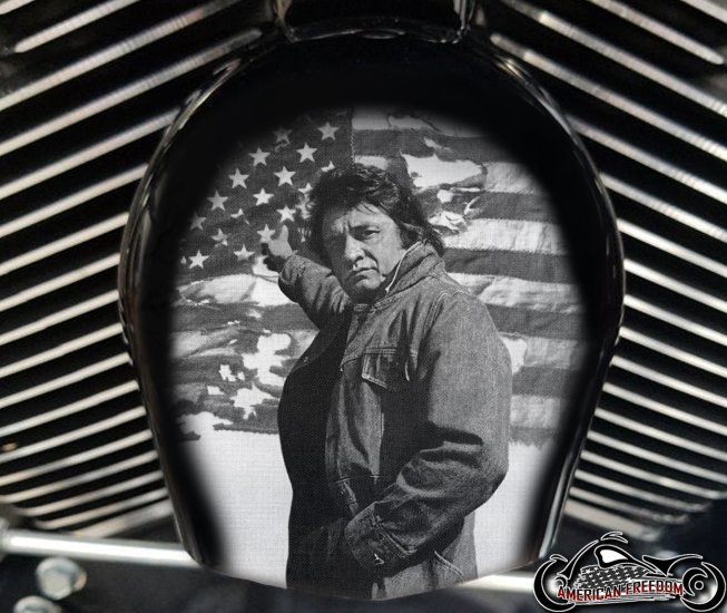 Custom Horn Cover - Johnny Cash Flag (B&W)