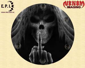 SUZUKI M109R Derby/Engine Cover - B&W Reaper Middle Finger