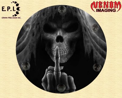 SUZUKI M109R Derby/Engine Cover - B&W Reaper Middle Finger