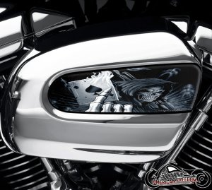 Harley Davidson Wedge Air Cleaner Insert - BW Flaming Ace Reaper