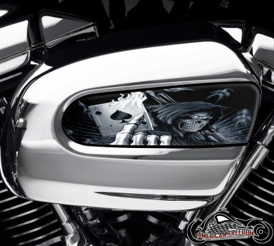 Harley Davidson Wedge Air Cleaner Insert - BW Flaming Ace Reaper
