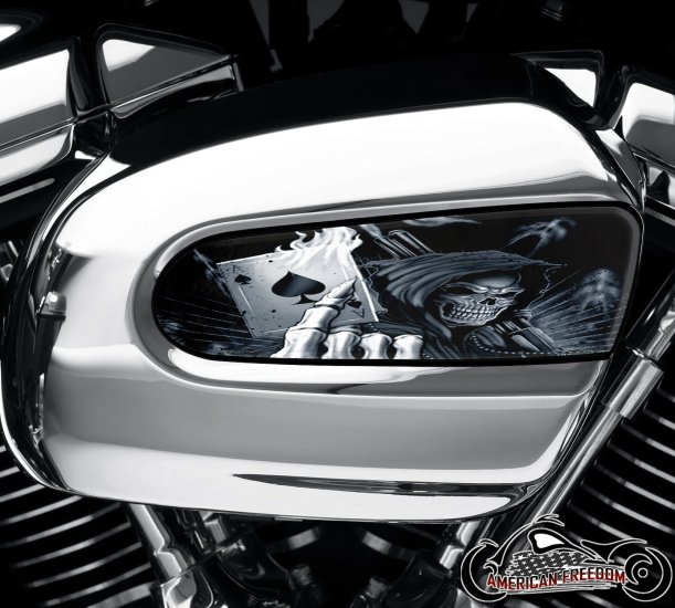 Harley Davidson Wedge Air Cleaner Insert - BW Flaming Ace Reaper