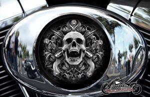 Custom Air Cleaner Cover - Skull Guns (B&W)