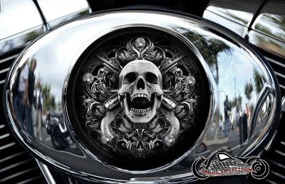 Custom Air Cleaner Cover - Skull Guns (B&W)