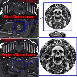 Harley Davidson XG500/XG750 2 Piece Set Skull & Guns B&W