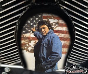 Custom Horn Cover - Johnny Cash Flag