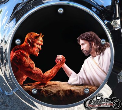 Custom Derby Cover - Good Vs. Evil (Black Background)