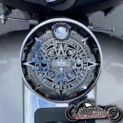 Chrome Harley Davidson Fuel Door - Aztec Calendar