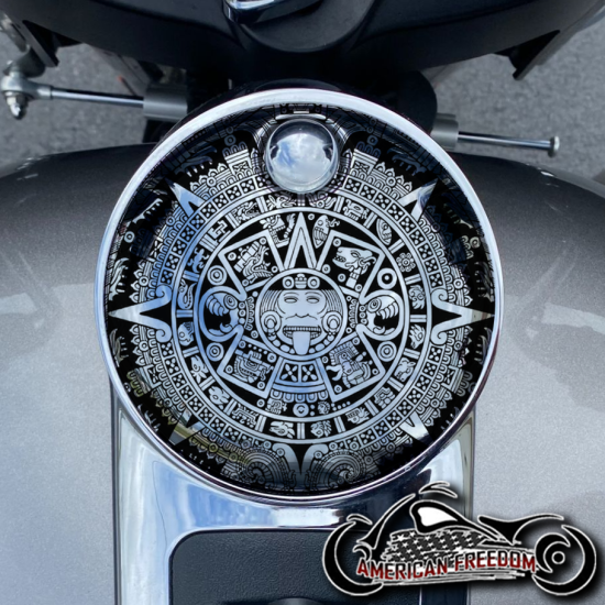 Chrome Harley Davidson Fuel Door - Aztec Calendar