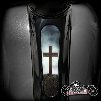 Harley 8 Inch Dash Insert - Cross On A Hill