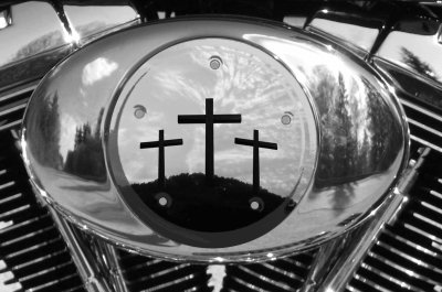 Custom Air Cleaner Cover - 3 Crosses (B&W)