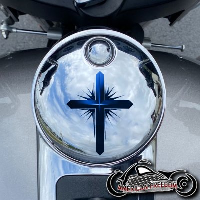 Chrome Harley Davidson Fuel Door - Dark Cross Blue