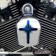 Chrome Harley Davidson Horn Cover - Dark Cross Blue