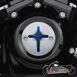 Chrome Harley Davidson Timing Cover - Dark Cross Blue