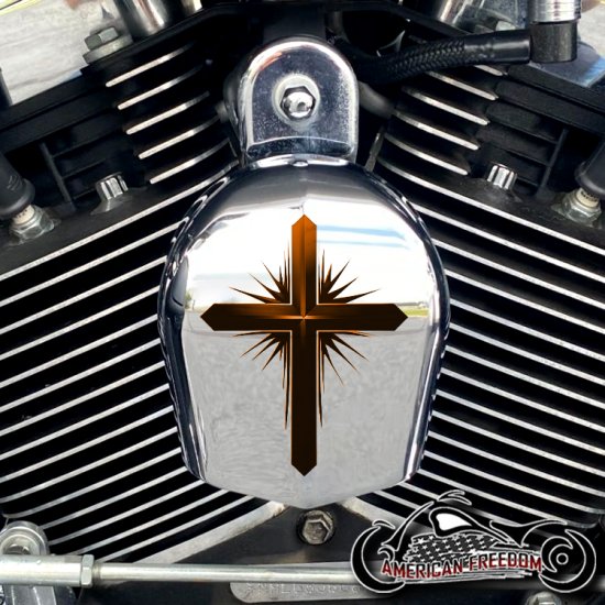Chrome Harley Davidson Horn Cover - Dark Cross Orange