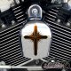 Chrome Harley Davidson Horn Cover - Dark Cross Orange