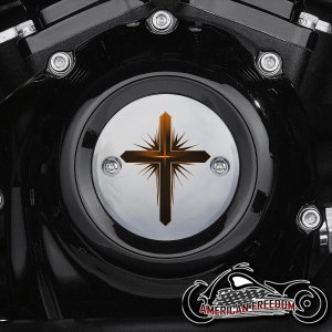 Chrome Harley Davidson Timing Cover - Dark Cross Orange