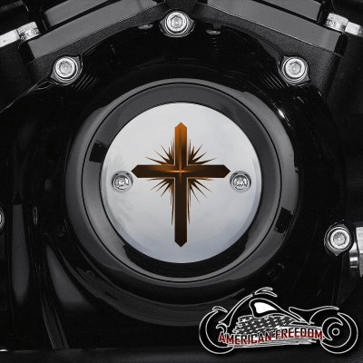 Chrome Harley Davidson Timing Cover - Dark Cross Orange