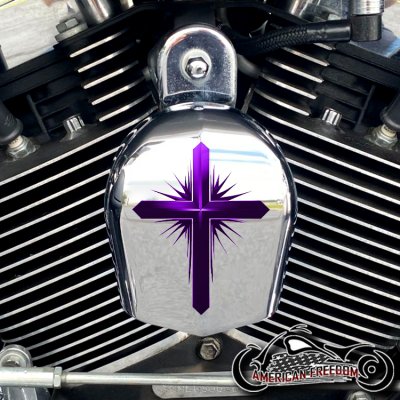 Chrome Harley Davidson Horn Cover - Dark Cross Purple