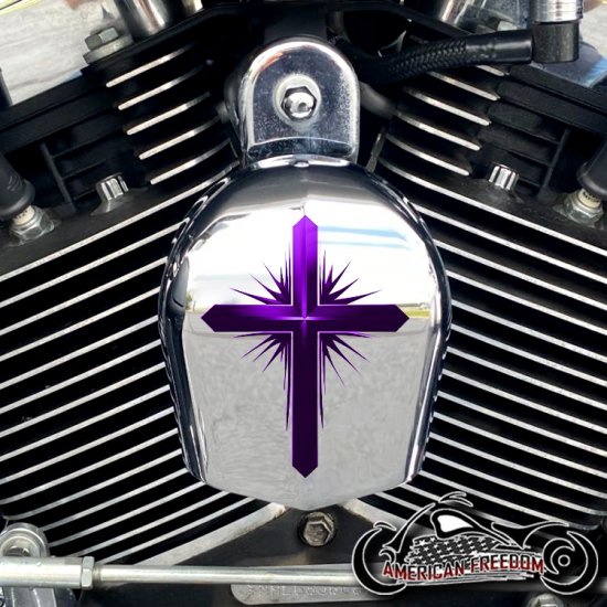Chrome Harley Davidson Horn Cover - Dark Cross Purple
