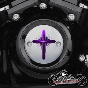 Chrome Harley Davidson Timing Cover - Dark Cross Purple