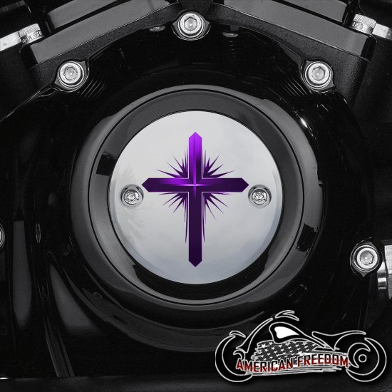 Chrome Harley Davidson Timing Cover - Dark Cross Purple